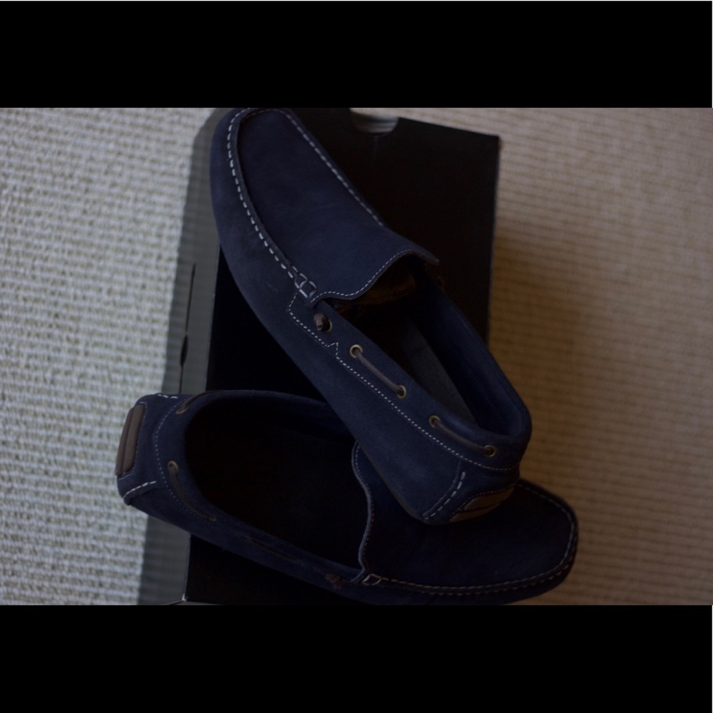 MENS NAVY BLUE LOAFERS SZ 12